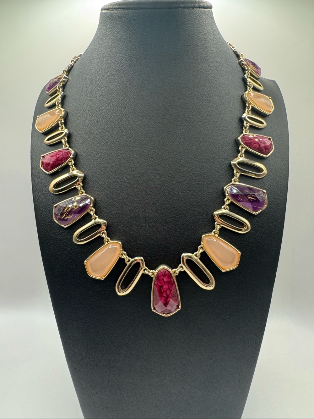 Dana Buchman Gold-Tone Necklace with Purple, Pink and Peach Stones